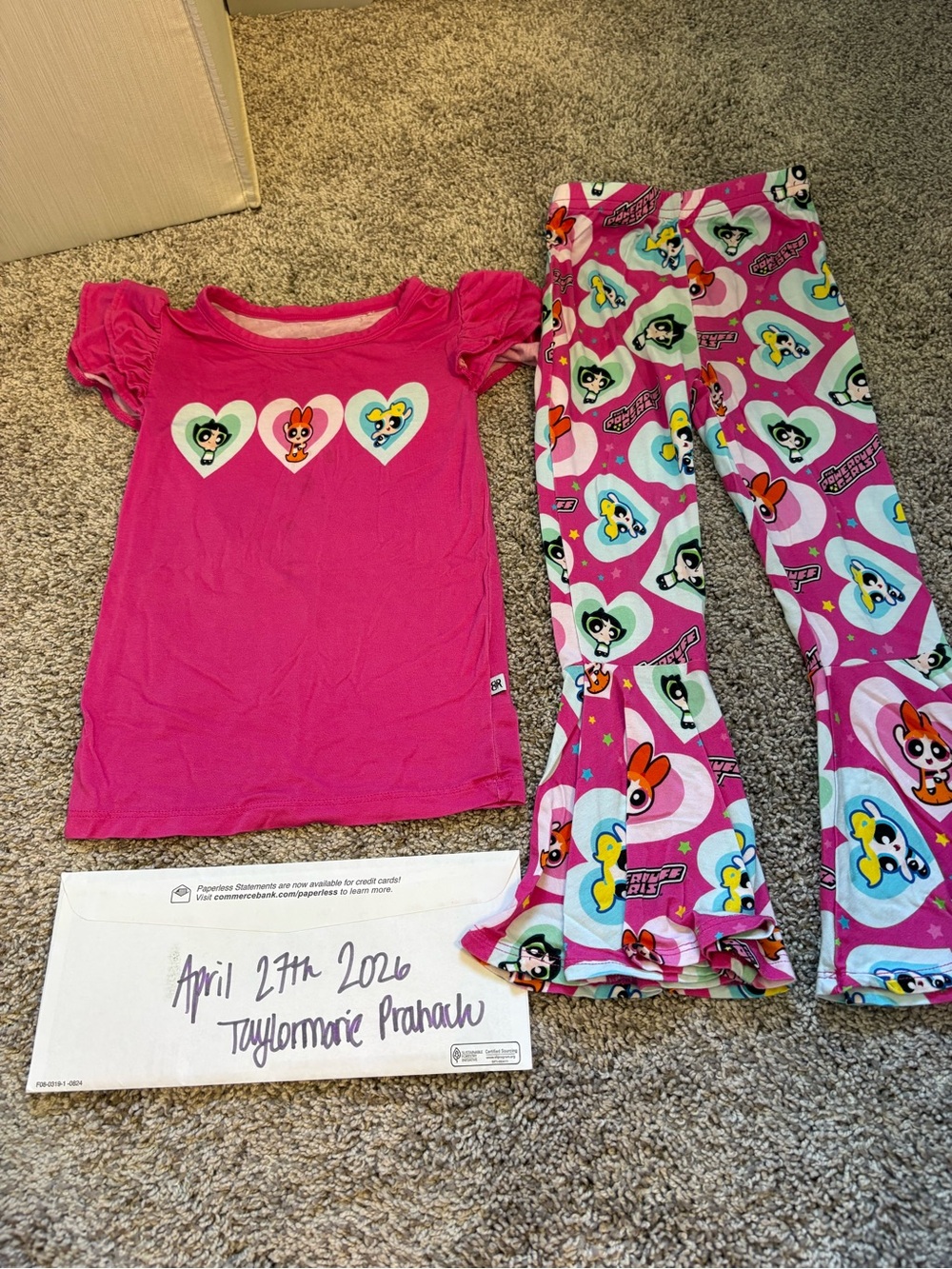 Bums and roses power puff girls ruffle top and bell bottom flare pants size 3T